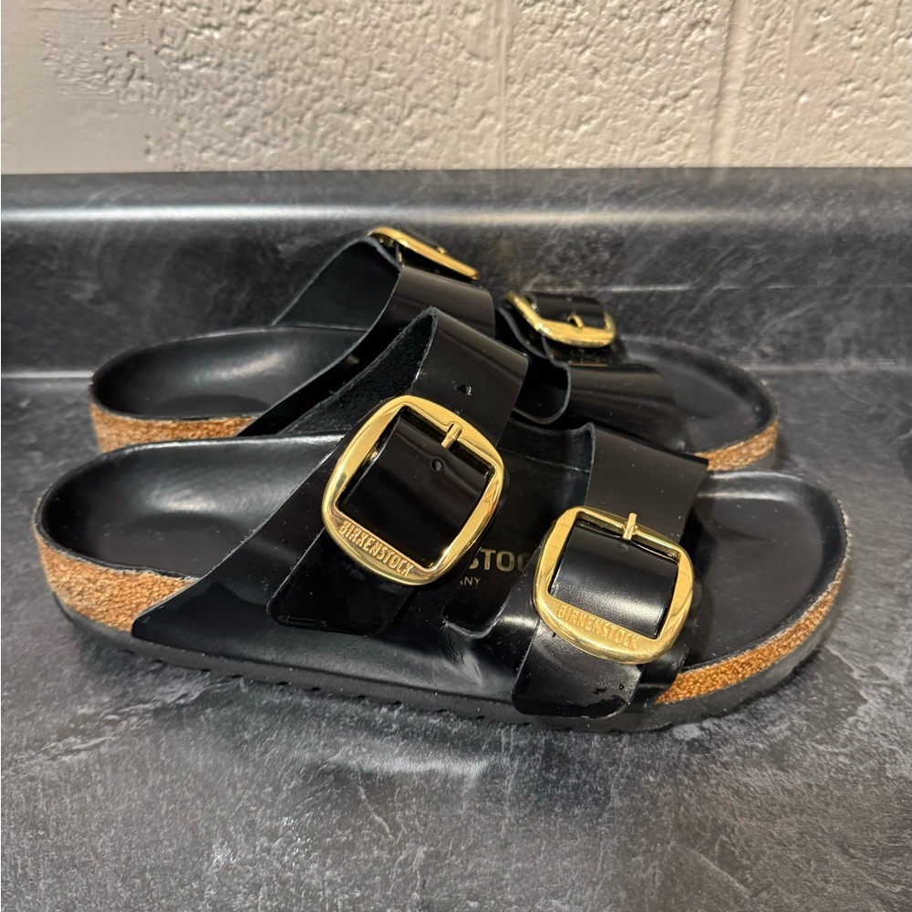 Women's Arizona Big Buckle High Shine Slide Sandals size 38
